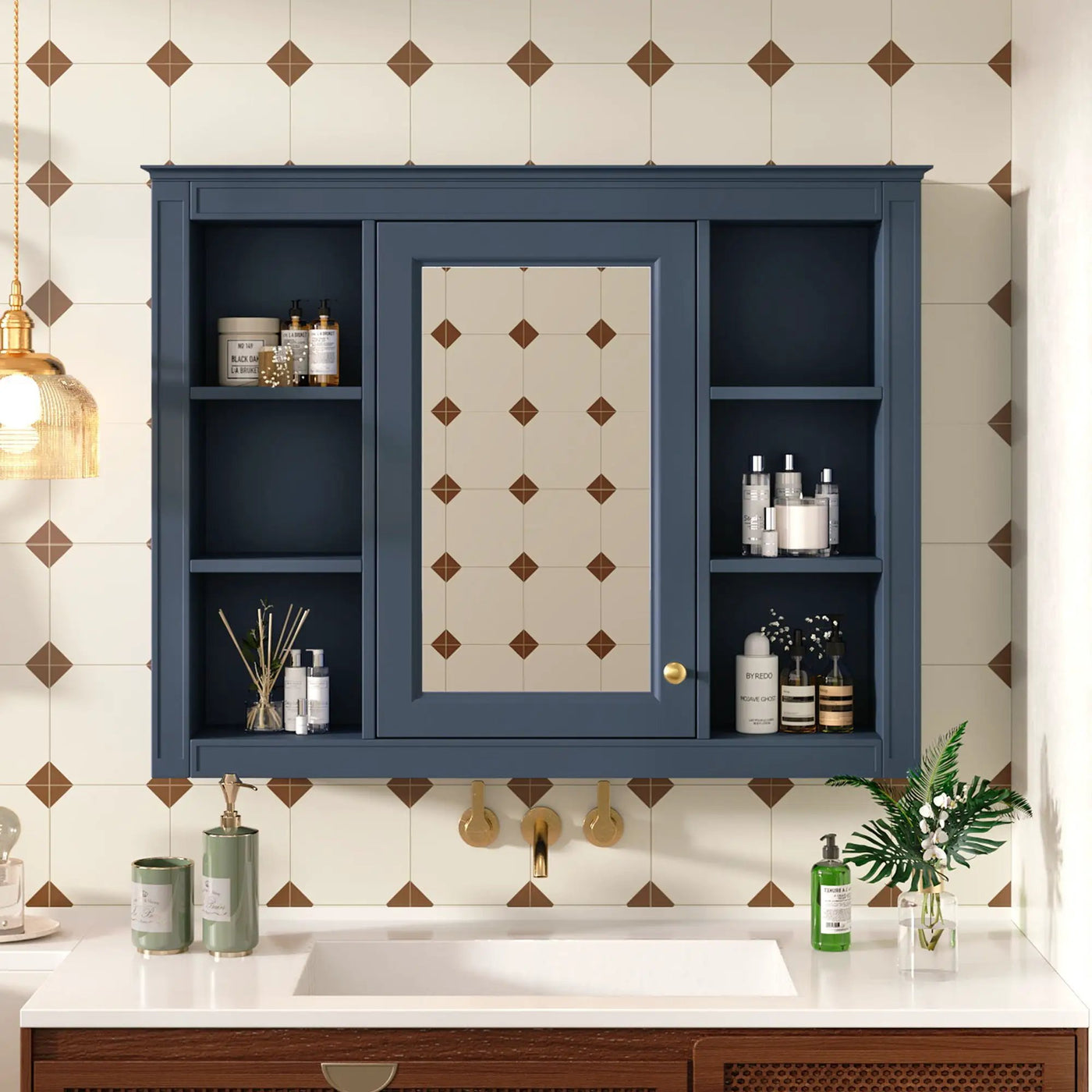 Wall Mounted Medicine Cabinet With Mirror, Storage Cabinet Featuring 6 Open Shelves And Adjustable Interior by Unique Piece Furniture