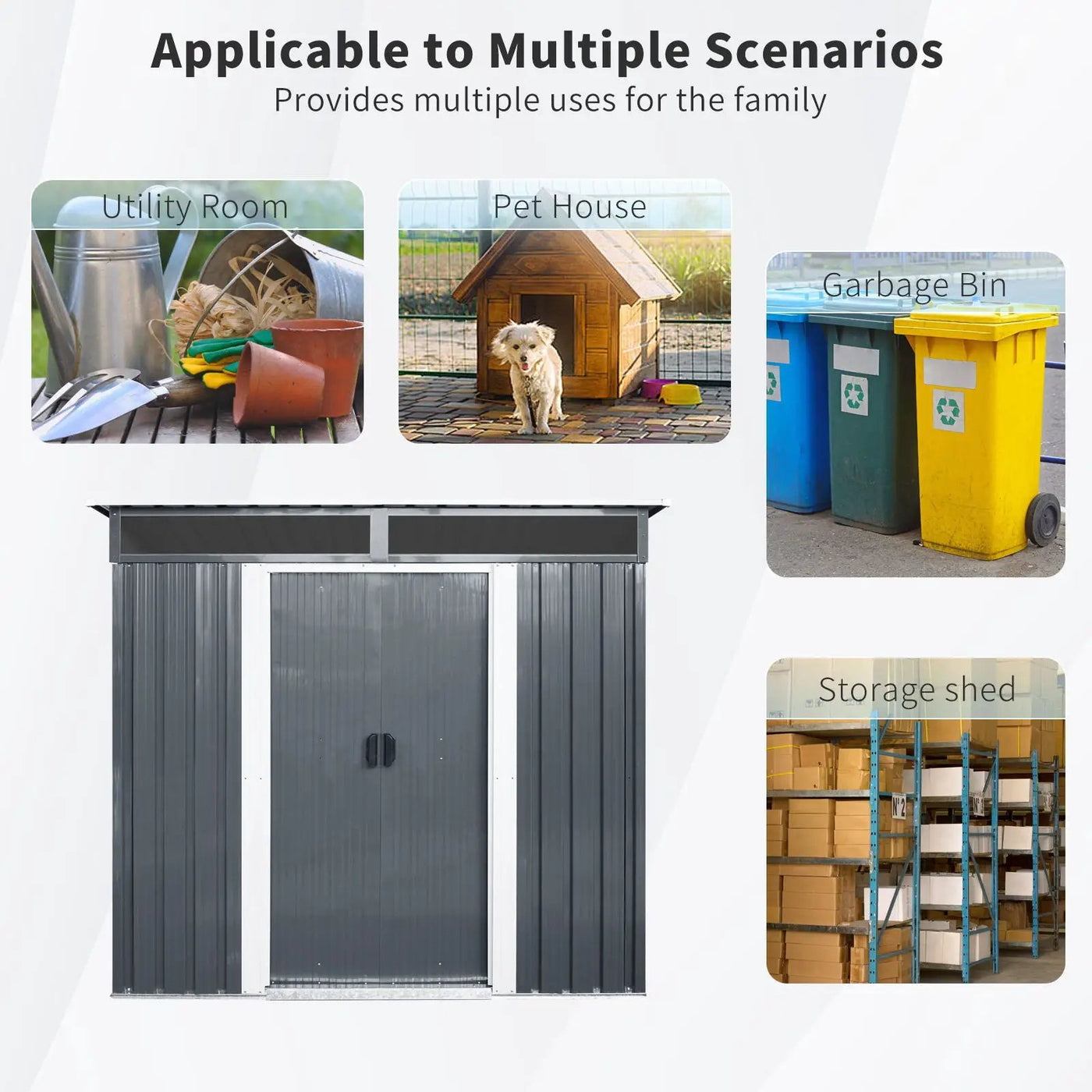 Outdoor Metal Storage Shed With Window And Transparent Plate For Garden, Lawn by HouseOfZazla
