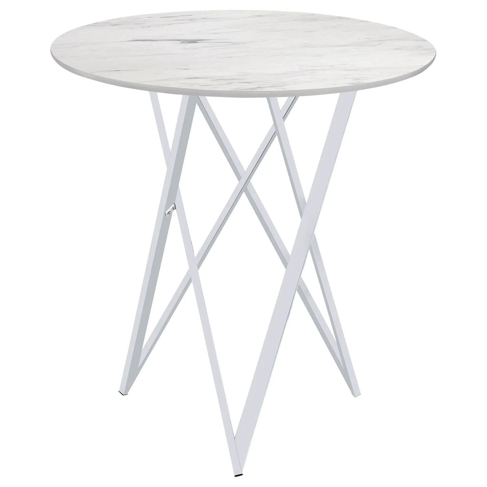 Bexter Round 35-inch Faux Marble Bistro Bar Table Chrome by Unique Piece Furniture