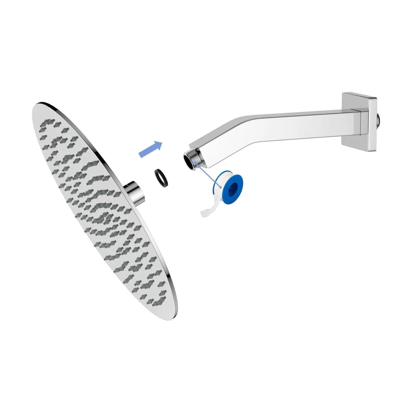 Elegant 6" Shower Arm With Flange, Stainless Steel Construction For Rain Shower Heads by HouseOfZazla
