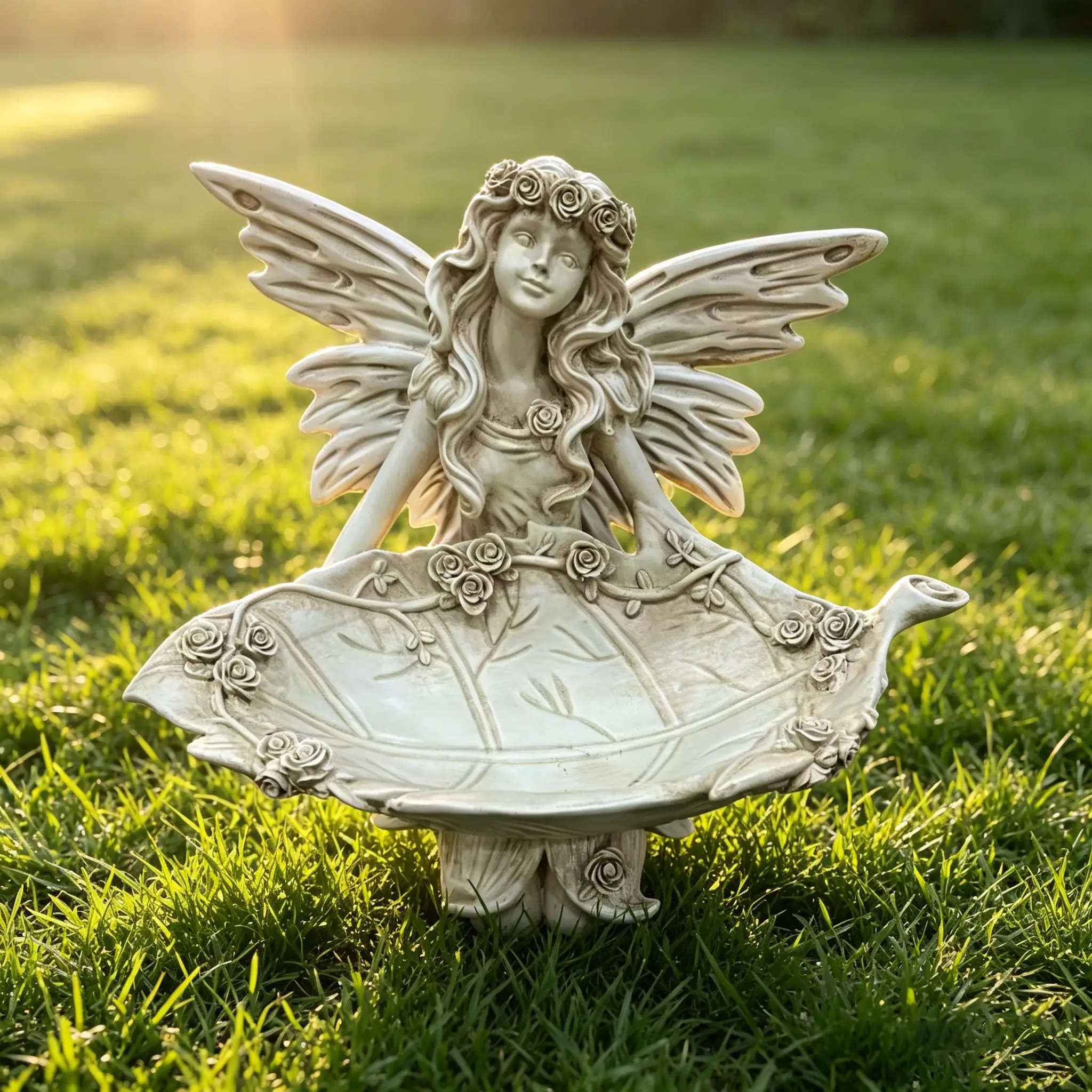 12.80" High Garden Fairy Figurine with Leaf Tray by HouseOfZazla