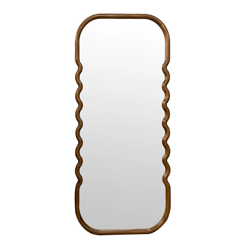Oversized Wooden Floor Mirror With Unique Frame - Brown by HouseOfZazla