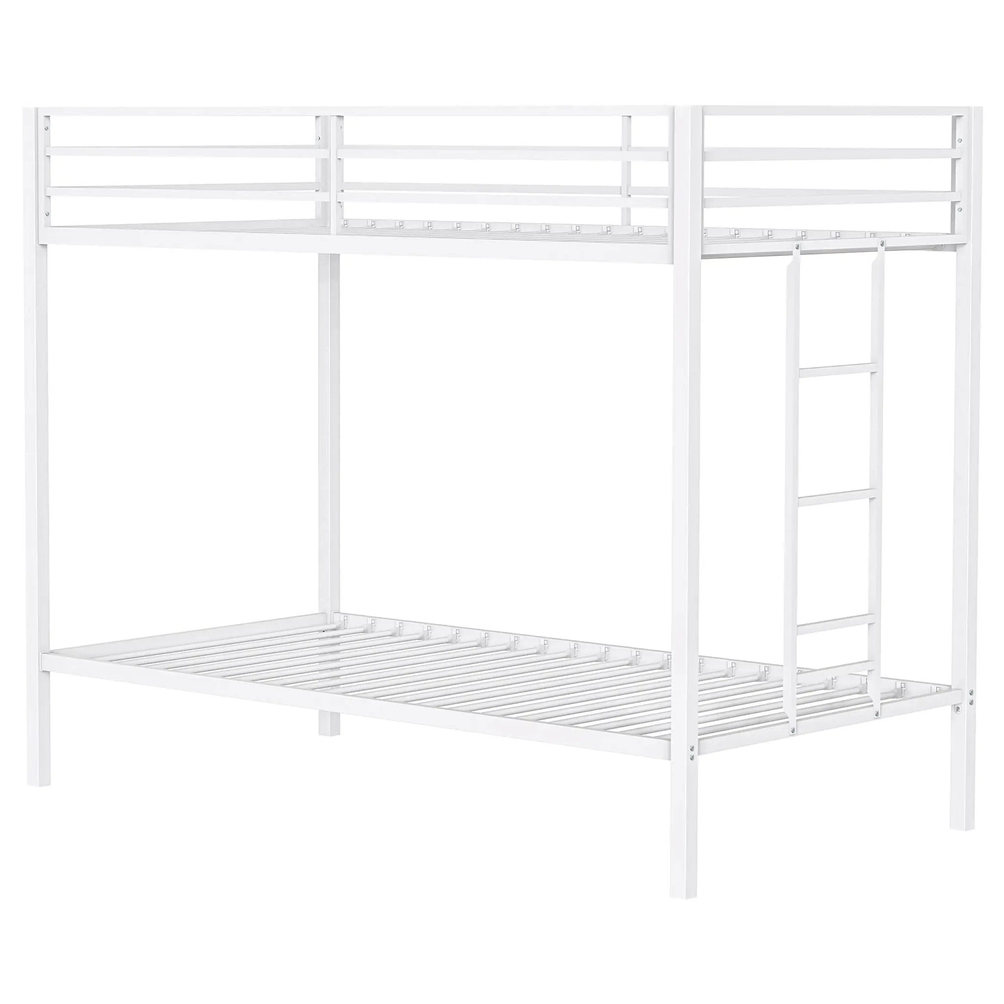Alevera Metal Twin Over Twin Bunk Bed with Ladder White by Unique Piece Furniture