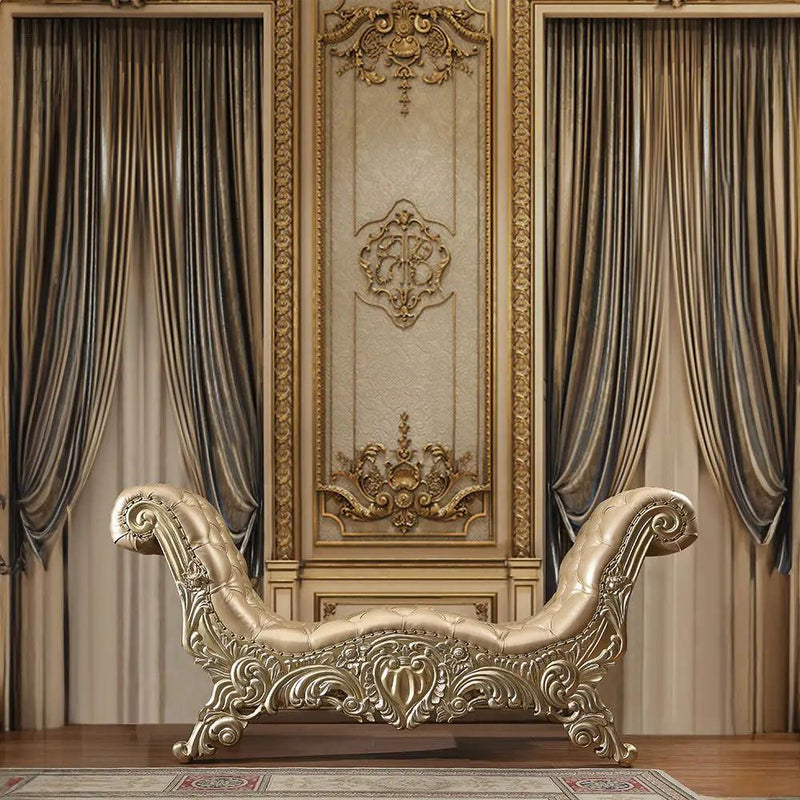 Vatican - Bench - Synthetic Leather, Light Gold & Champagne Silver by Unique Piece Furniture