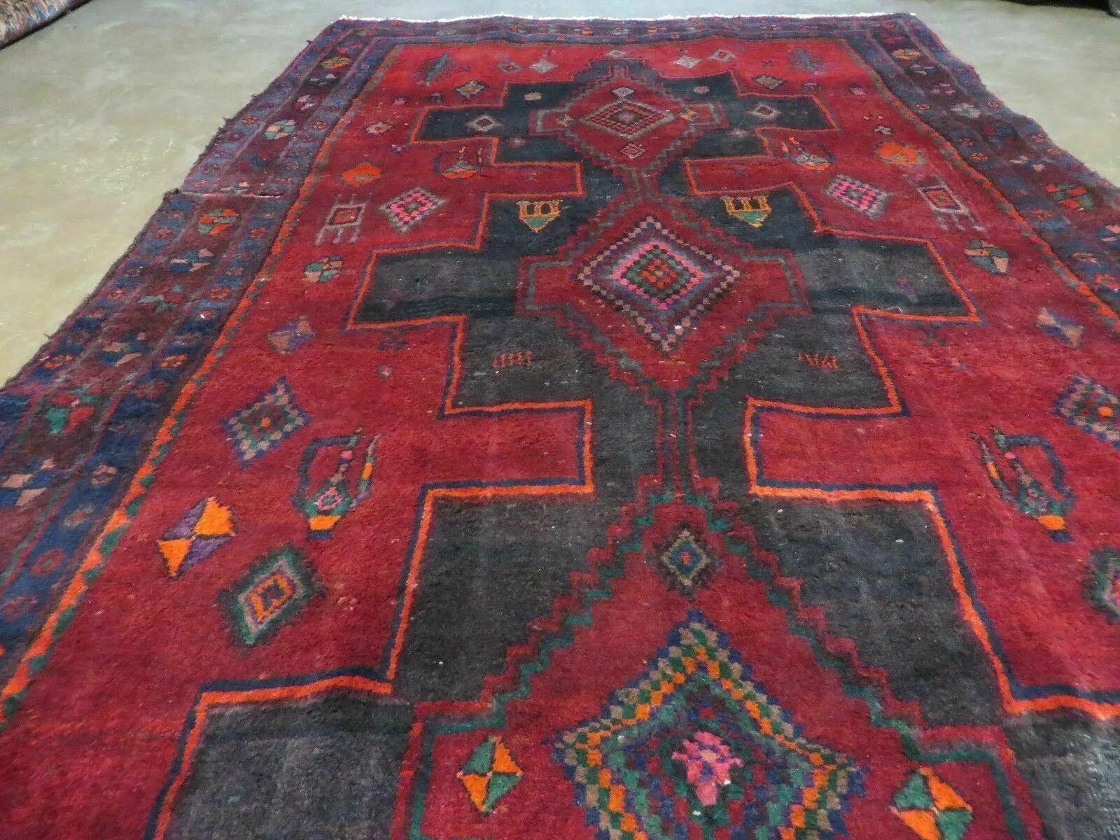 4' X 8' Antique Handmade India Geometric Oriental Wool Rug Veg Dyes Nice by Jewel Rugs