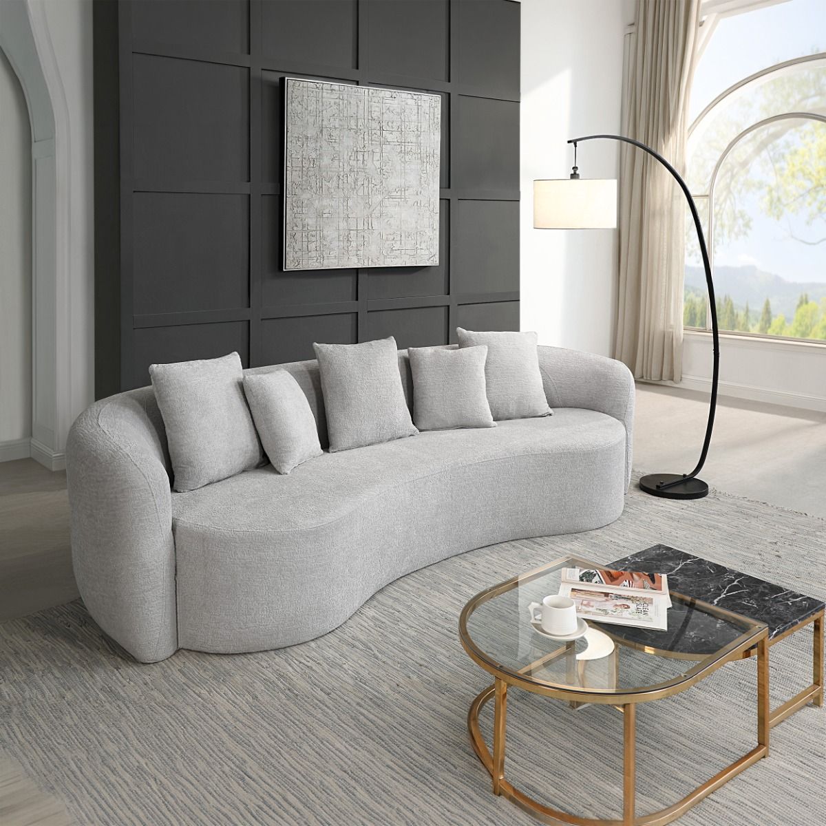 Barasa - Oversize Sofa With 5 Pillows - Gray by Unique Piece Furniture