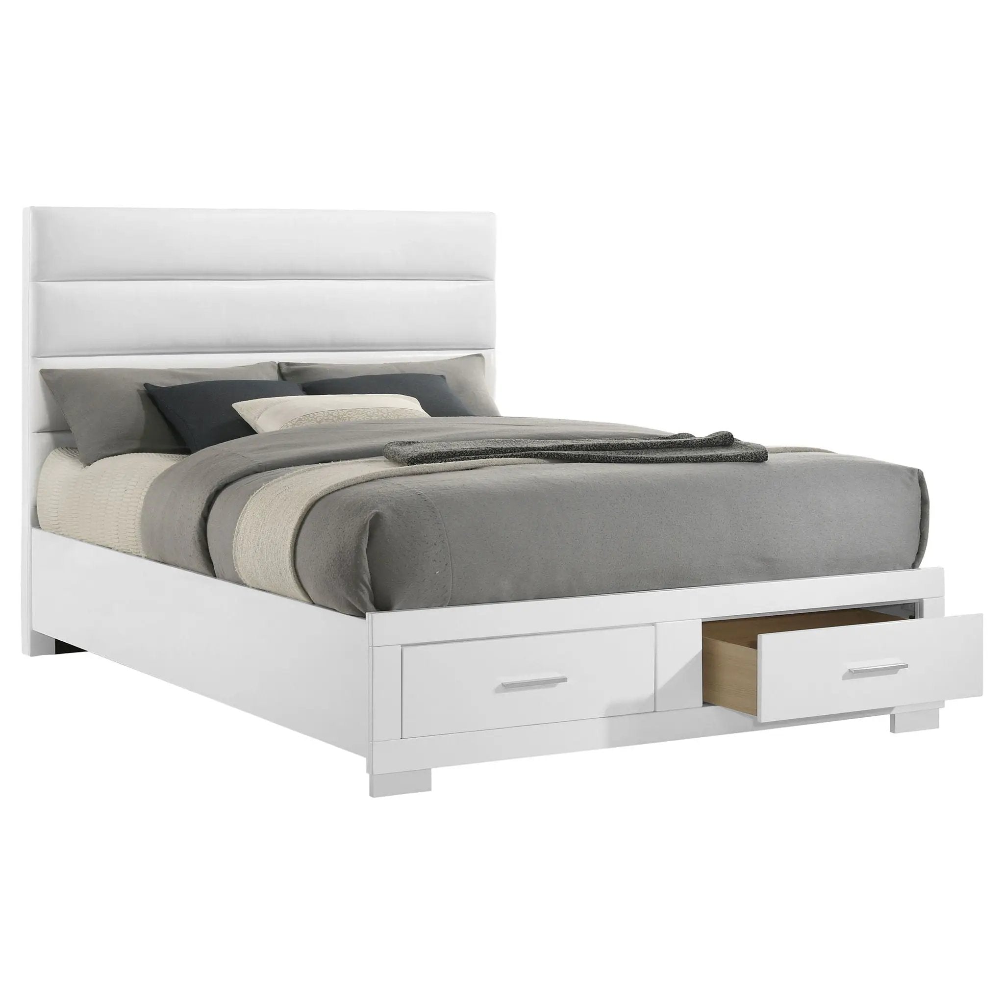 Felicity Queen Storage Bed White High Gloss by Unique Piece Furniture
