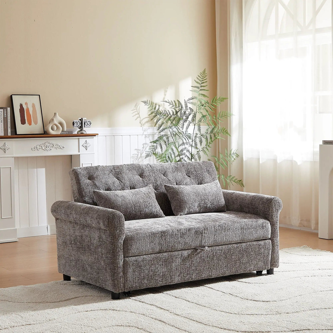 Loveseat Sofa Bed, Pull - Out Couch Sleeper & 2 Pillows by Unique Piece Furniture