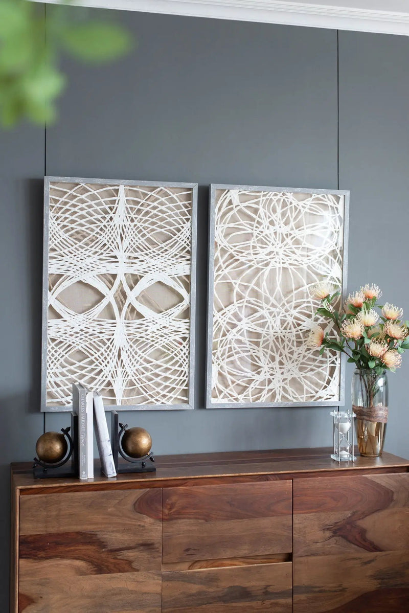 Leaf Shadow Box Wall Decor (Set of 2) - White / Gray by HouseOfZazla