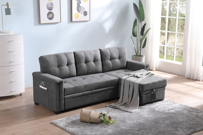 Ashlyn - Reversible Sleeper Sectional Sofa With Storage Chaise, USB Charging Ports And Pocket by HouseOfZazla
