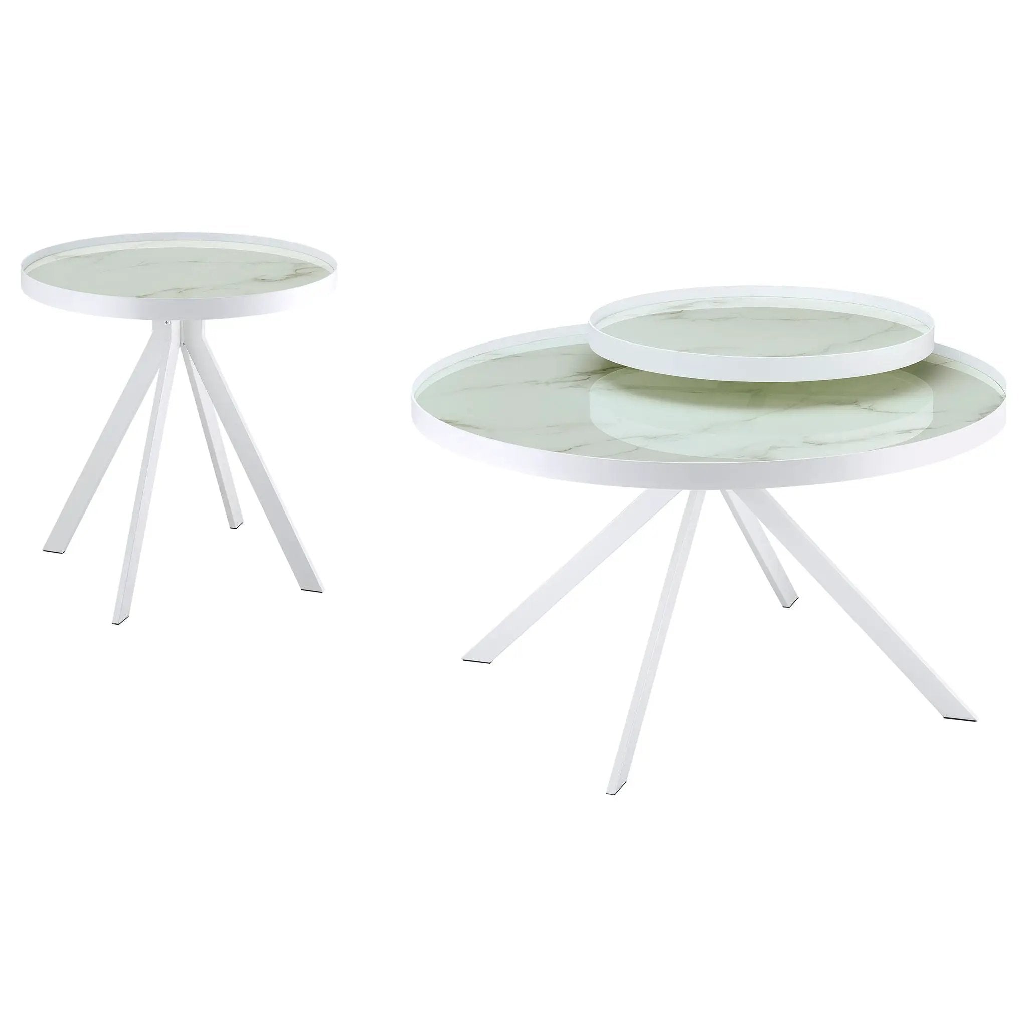 Briggs 2-piece Round Coffee and End Table Set White by Unique Piece Furniture