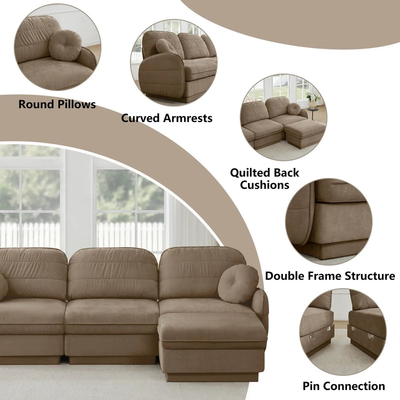 Chenille Cloud L-Shaped Loveseat Sofa by HouseOfZazla
