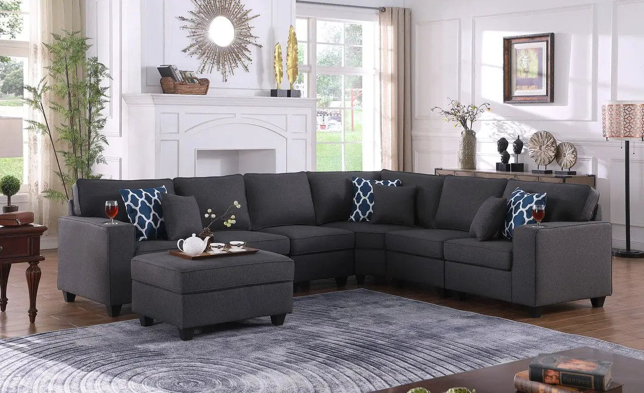 Cooper - Sectional Sofa With Ottomans And Cupholder by HouseOfZazla