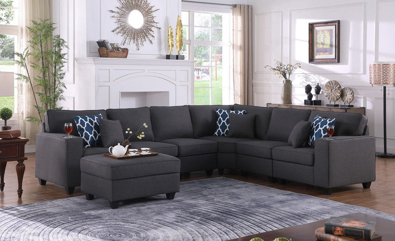 Cooper - Sectional Sofa With Ottomans And Cupholder by HouseOfZazla