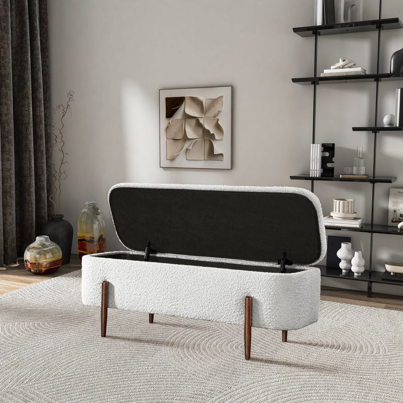 Ivory Storage Bench with Hidden Storage - Boucle Upholstery, photo 6 of 6