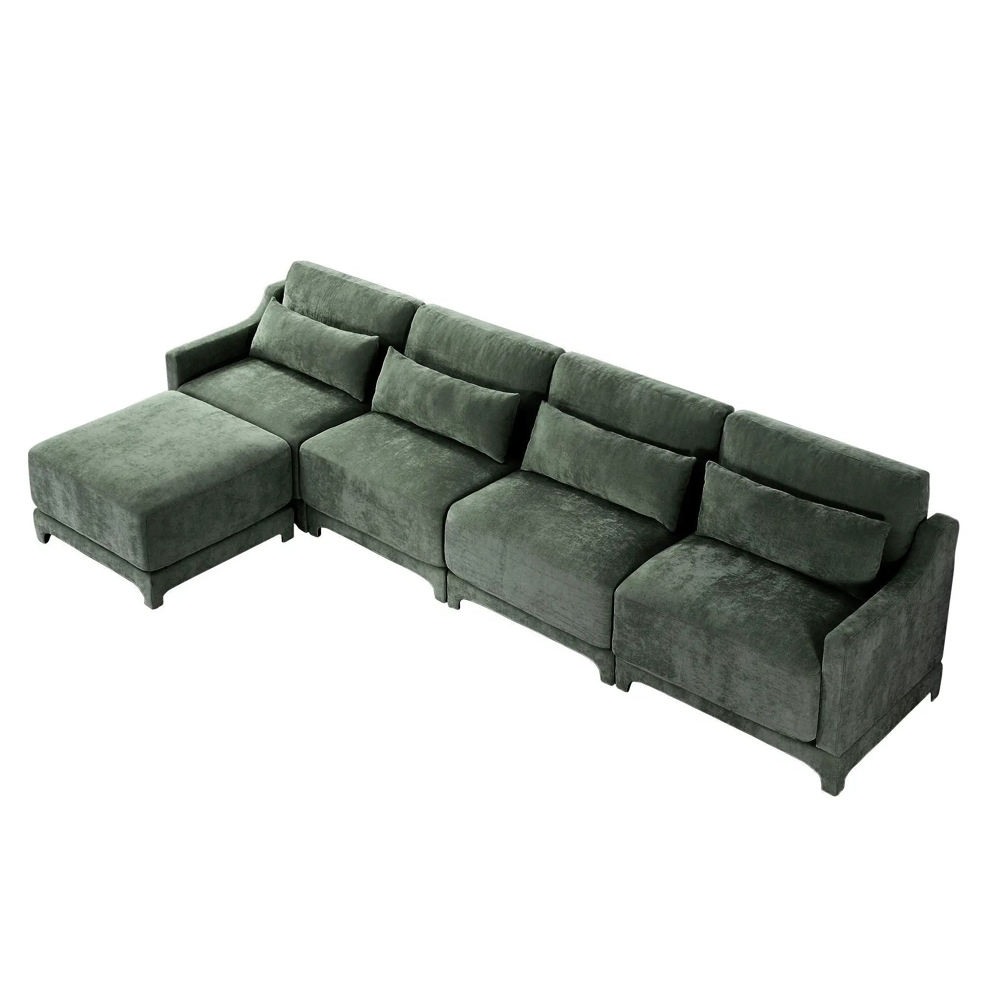 Stylish Sofa With Ottoman And Lumbar Pillows, Ergonomic Design by HouseOfZazla