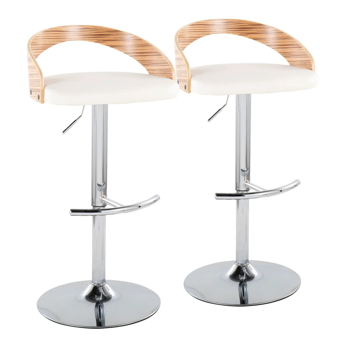 Grotto - Contemporary, Adjustable Barstool With Swivel With Rounded T Footrest (Set of 2) by HouseOfZazla