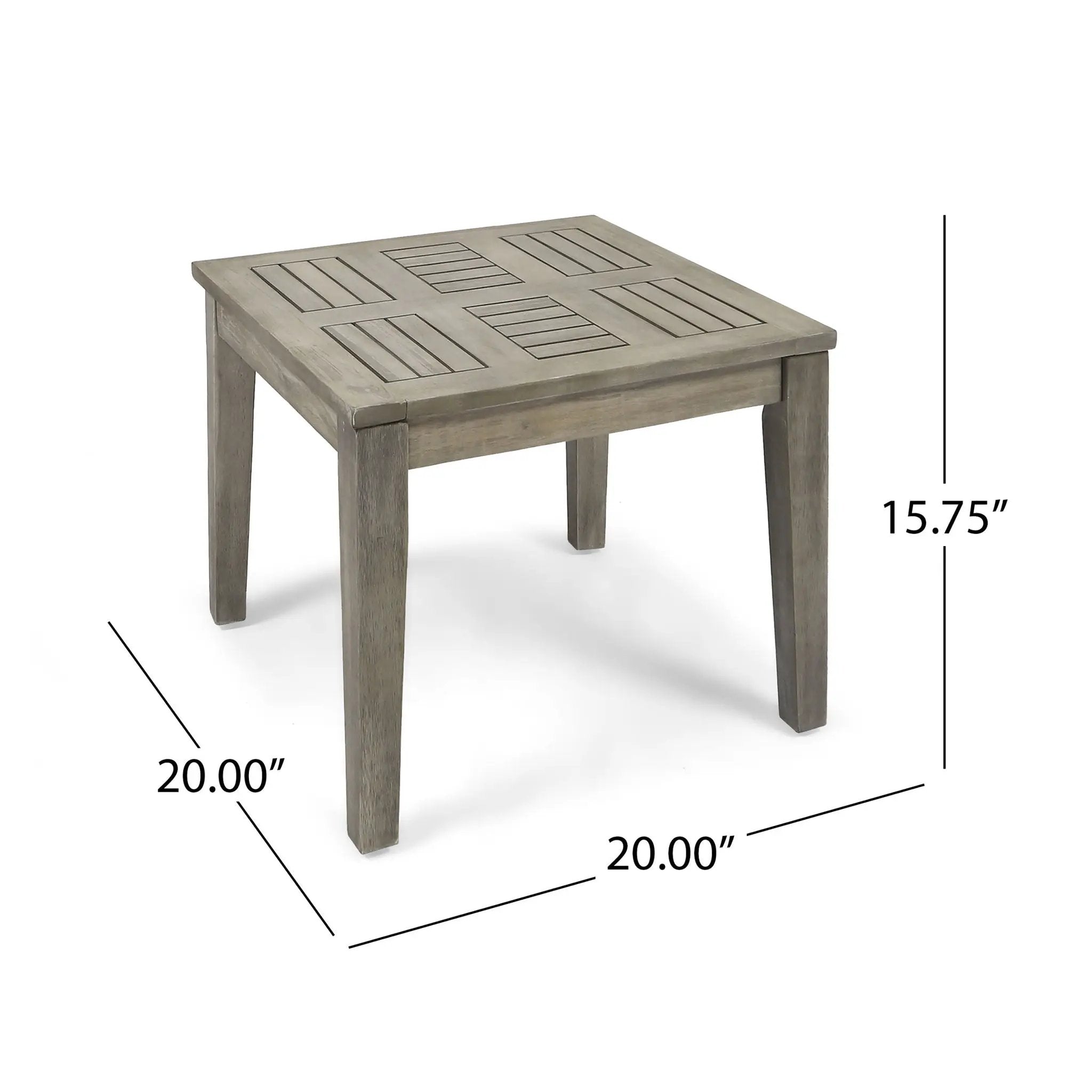 Dexterity Outdoor Square Side Table with Wood Frame - Gray by HouseOfZazla
