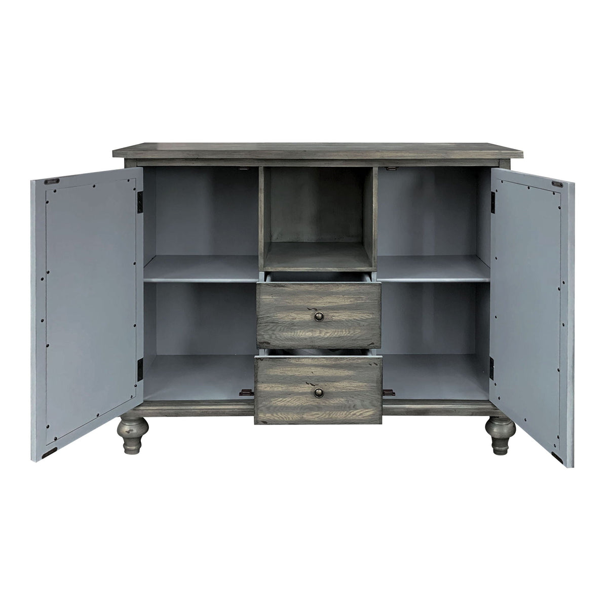 Weathered Gray Console Table with Open Compartment Storage - Velika, photo 4 of 4