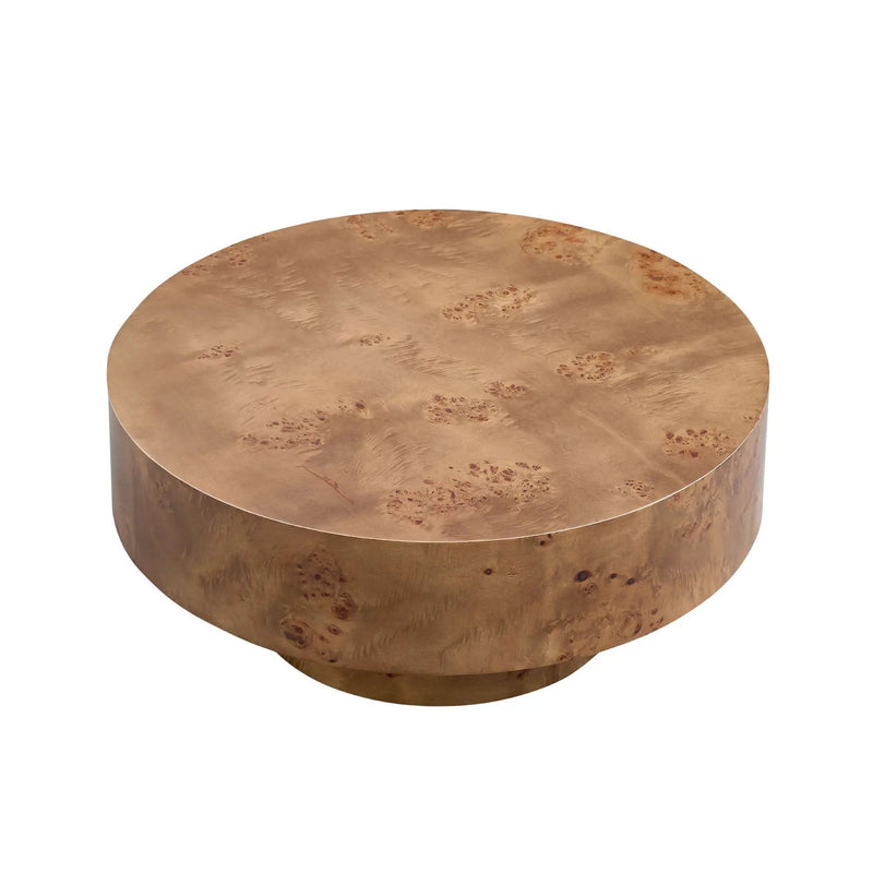 31.49" Burl Wood Veneer Round Coffee Table by HouseOfZazla