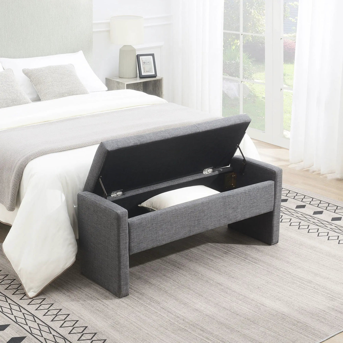 Modern Upholstered Large Bed End Bench With Storage by HouseOfZazla