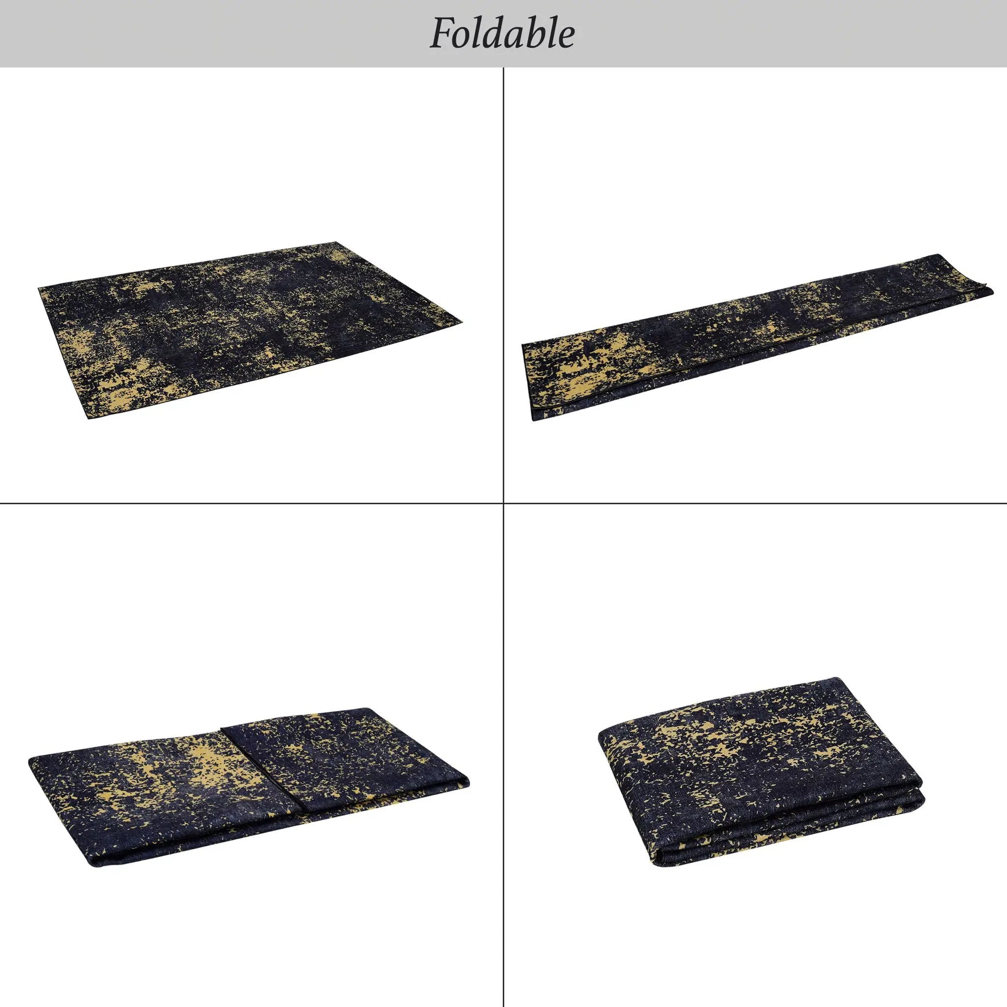 Maval - 6' X 9' Washable Area Rug - Black / Gold by HouseOfZazla