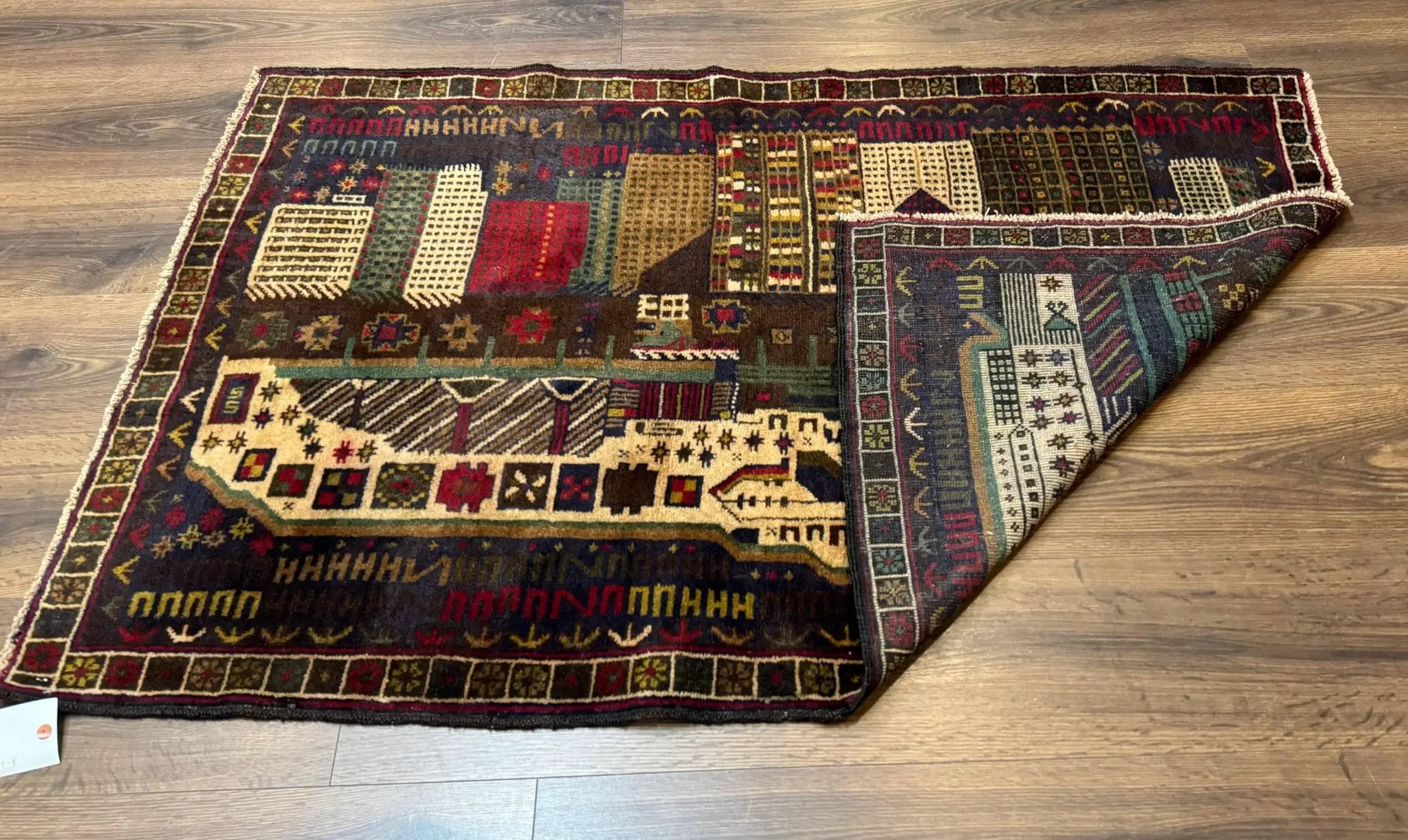 Balouch Rug 3x5, Afghan Carpet, City Pictorial by Jewel Rugs