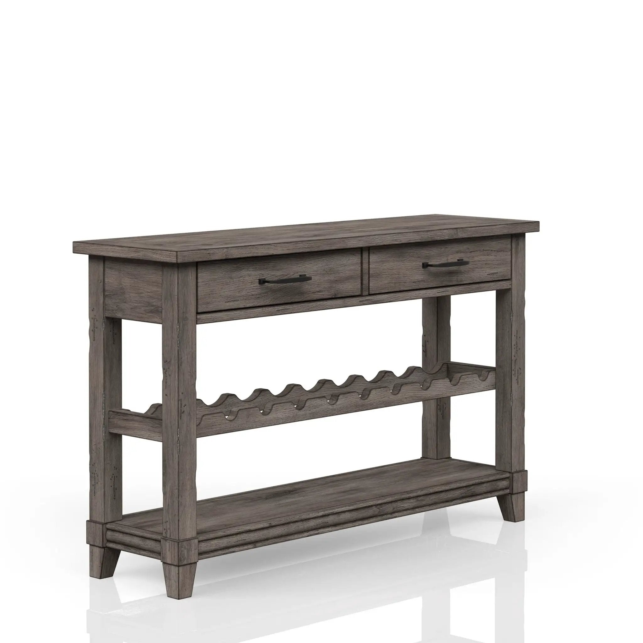 Console Table With Wine Bottle Storage Storage Drawers - Gray by HouseOfZazla