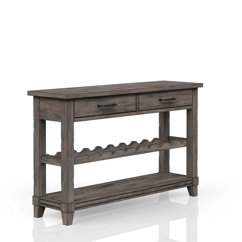 Console Table With Wine Bottle Storage Storage Drawers - Gray by HouseOfZazla