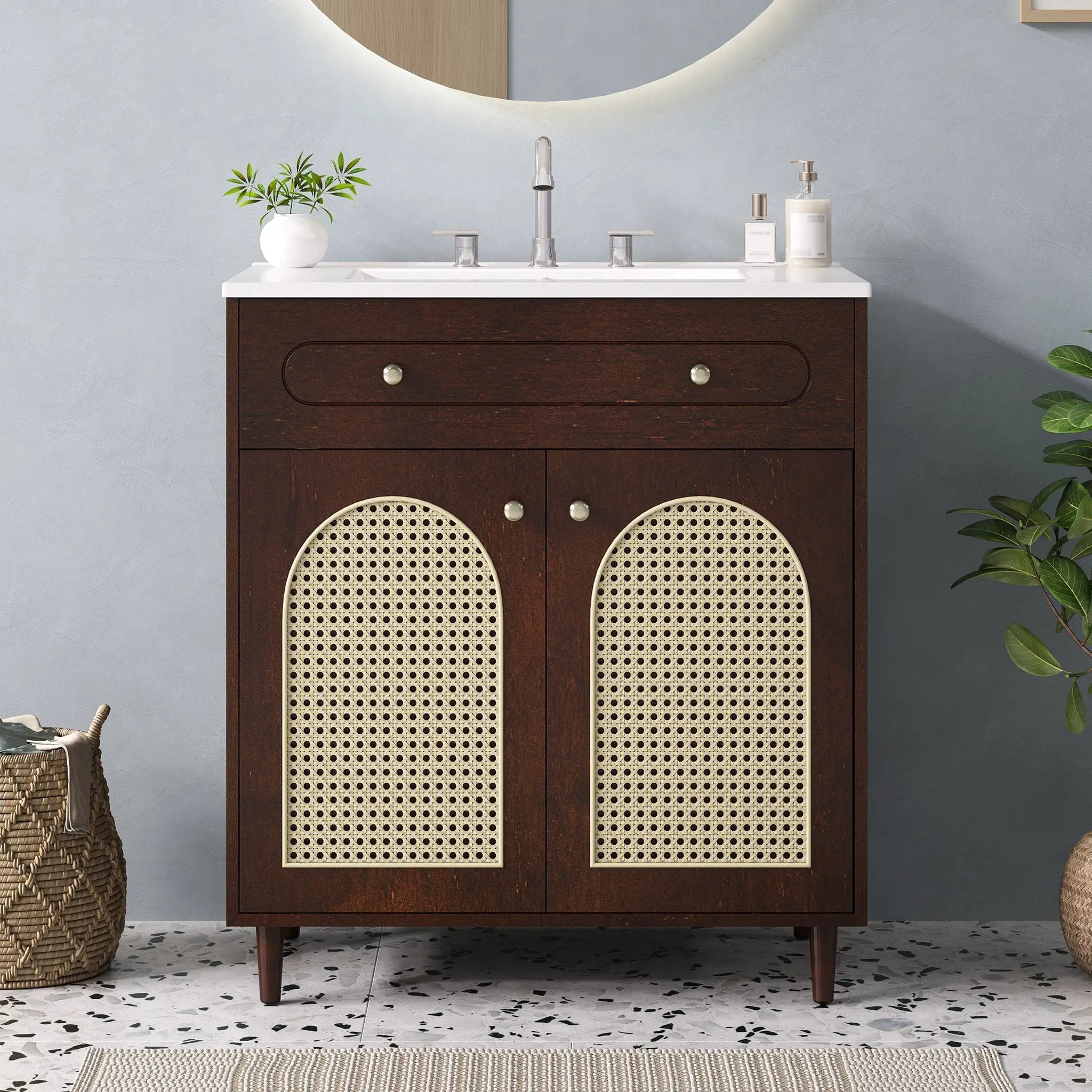 Modern Bathroom Vanity With Sink, Cabinet With Adjustable Shelf by Unique Piece Furniture