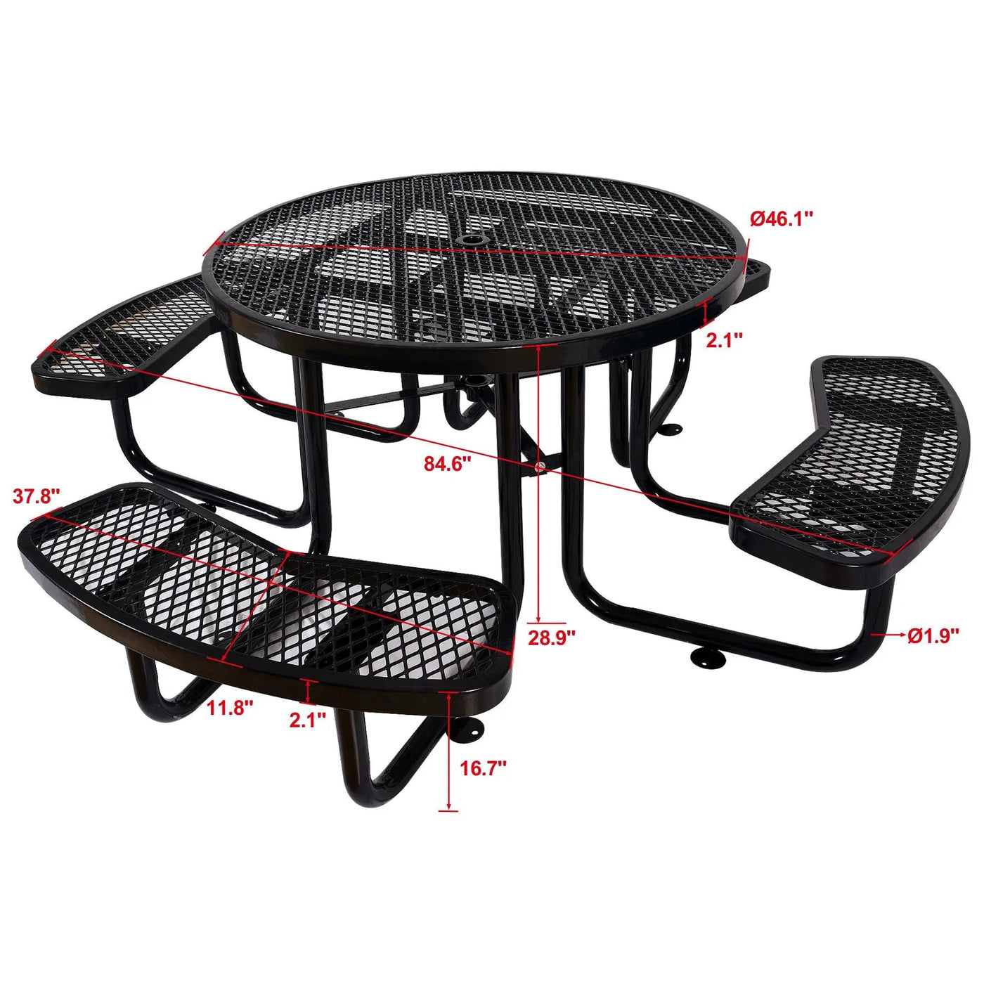 Round Outdoor Steel Picnic Table With Umbrella Pole by HouseOfZazla