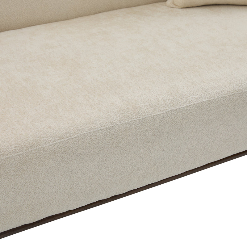 81 in. Curved Boucle Sofa with Wooden Base - Boucle Upholstery, photo 7 of 10
