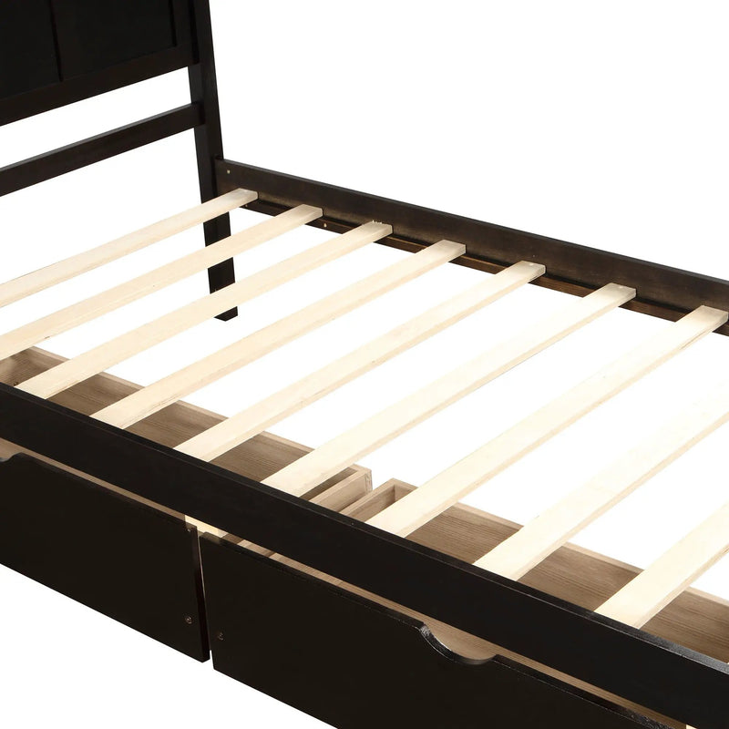 Platform Storage Bed With 2 Wheel Base Drawers by Unique Piece Furniture