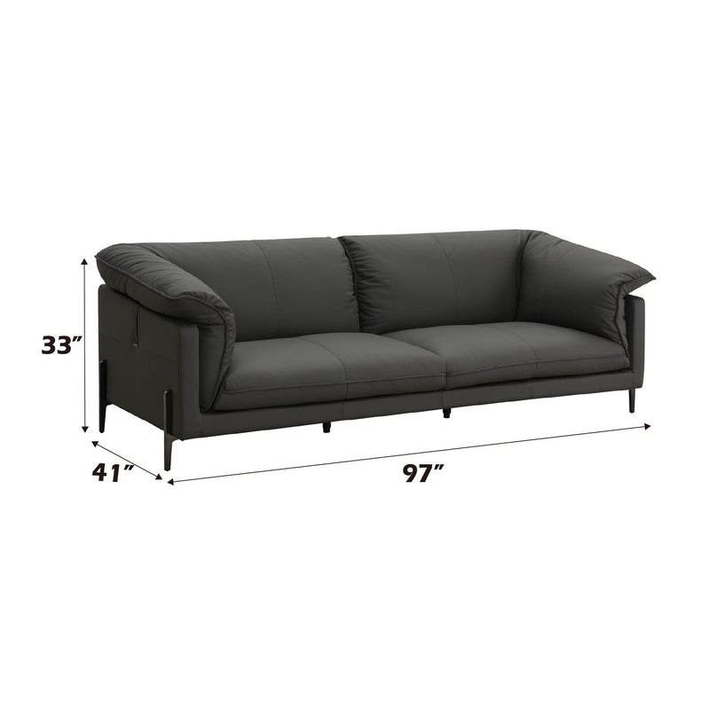 Top Grain Leather Stationary Sofa with Memory Foam Cushions - Black, photo 10 of 10