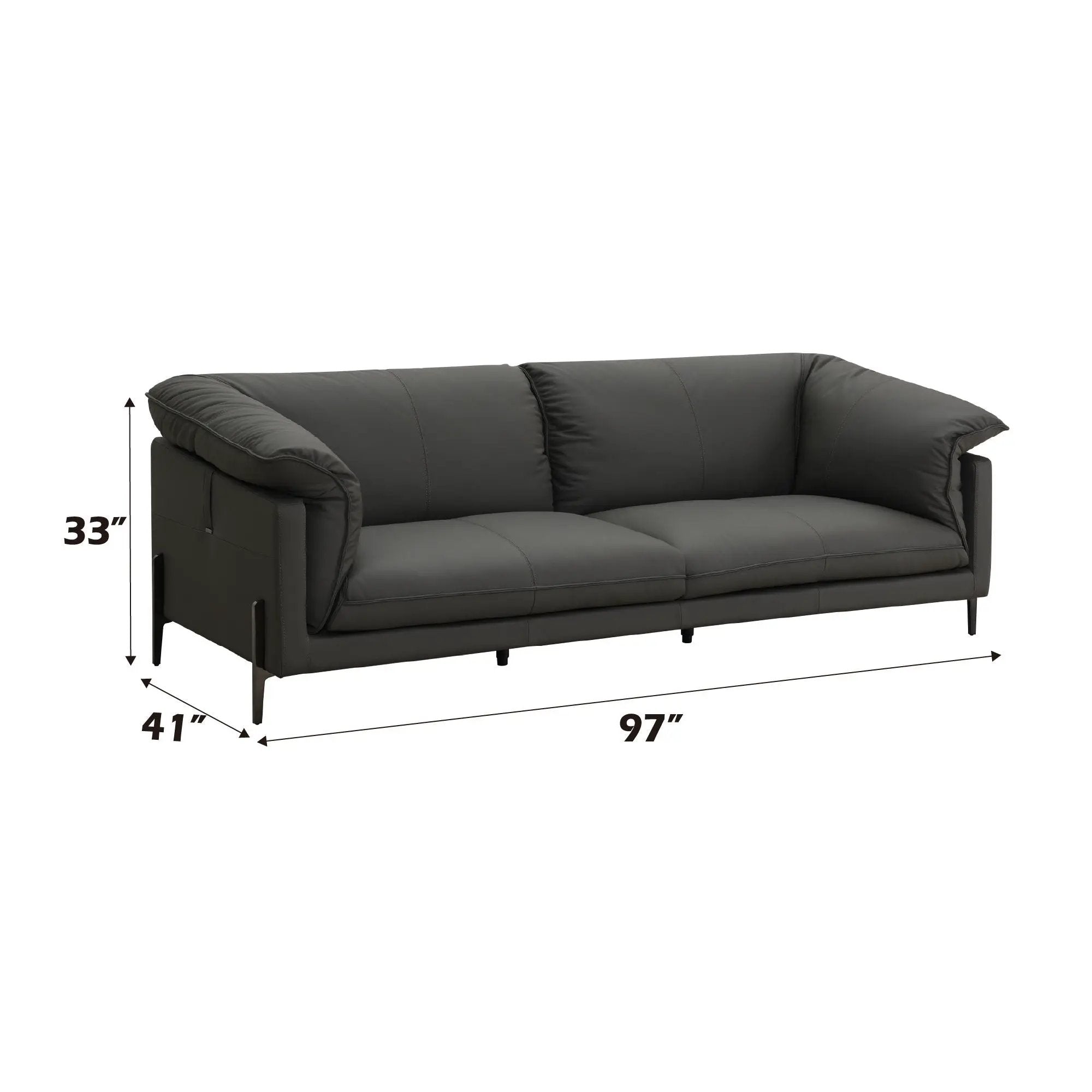 Tadi - Top Grain Leather Sofa - Black by HouseOfZazla