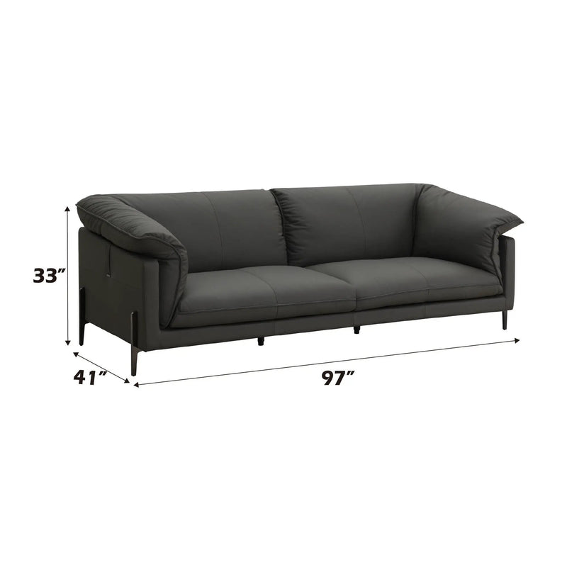 Tadi - Top Grain Leather Sofa - Black by HouseOfZazla