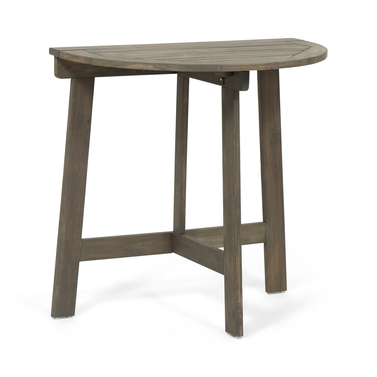 Acacia Wood Outdoor Half-Round Folding Bistro Table with Folding Design - Grey or Natural, photo 10 of 10