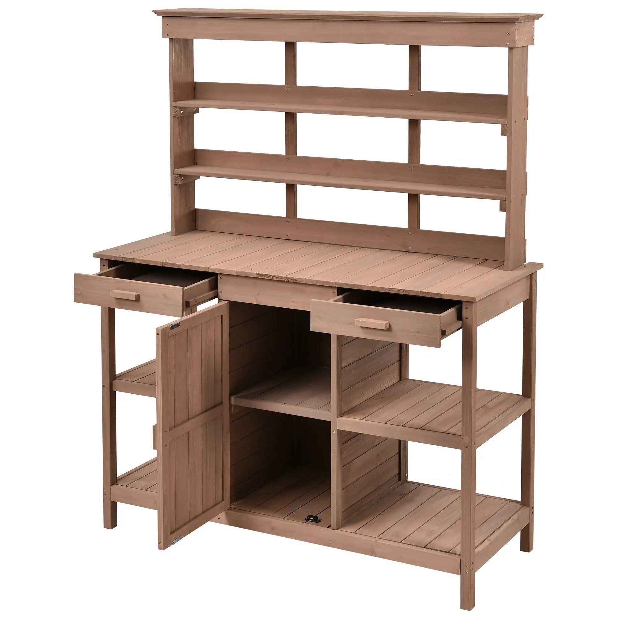 TOPMAX 66" Large Outdoor Farmhouse Wooden Potting Bench Table by HouseOfZazla