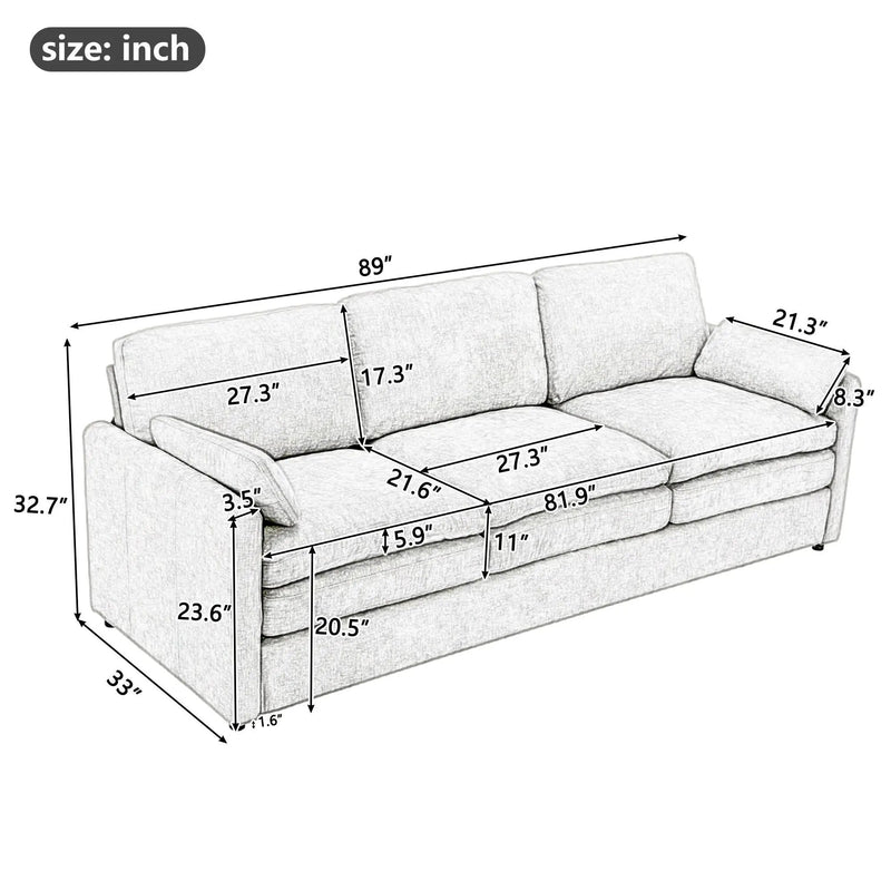 Cozy Upholstered 3 Seater Sofa With Double Cushion by Unique Piece Furniture