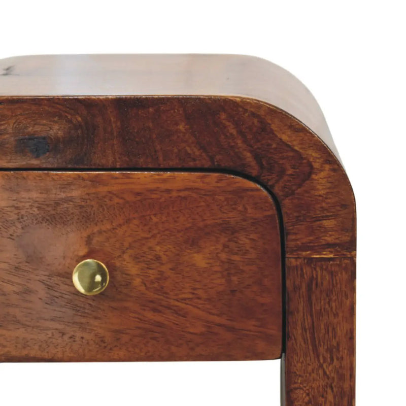 Mini Darcy Chestnut Nightstand with Curved Edges, 1-Drawer by HouseOfZazla