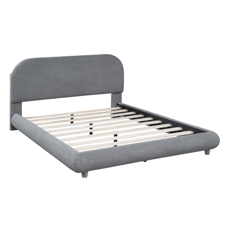 Upholstered Platform Bed With Thick Solid Frame And Stylish Curve-Shaped Design by HouseOfZazla