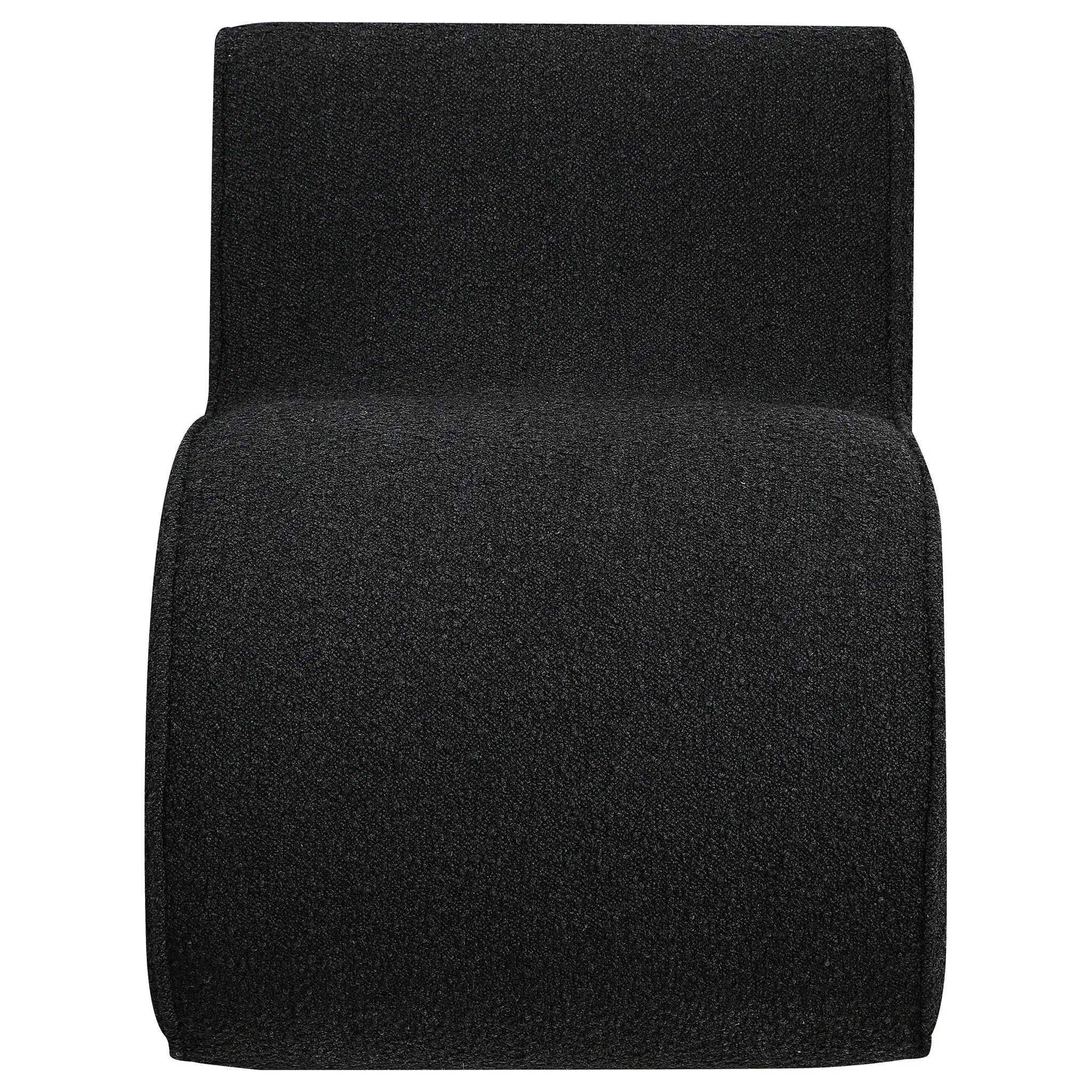 Ronea Boucle Upholstered Armless Curved Chair Charcoal by Unique Piece Furniture