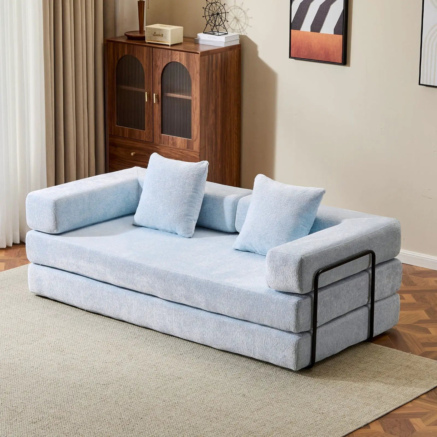 Convertible Floor Sofa Bed With Pillow Back Support Armrest by HouseOfZazla