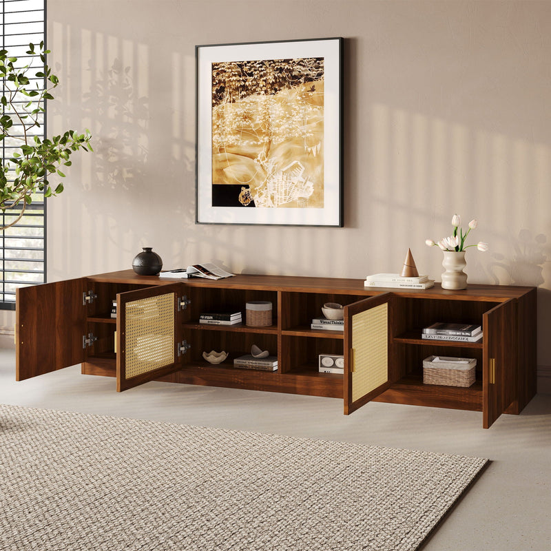 TV Stand, Media Console With Adjustable Shelves - Walnut by HouseOfZazla