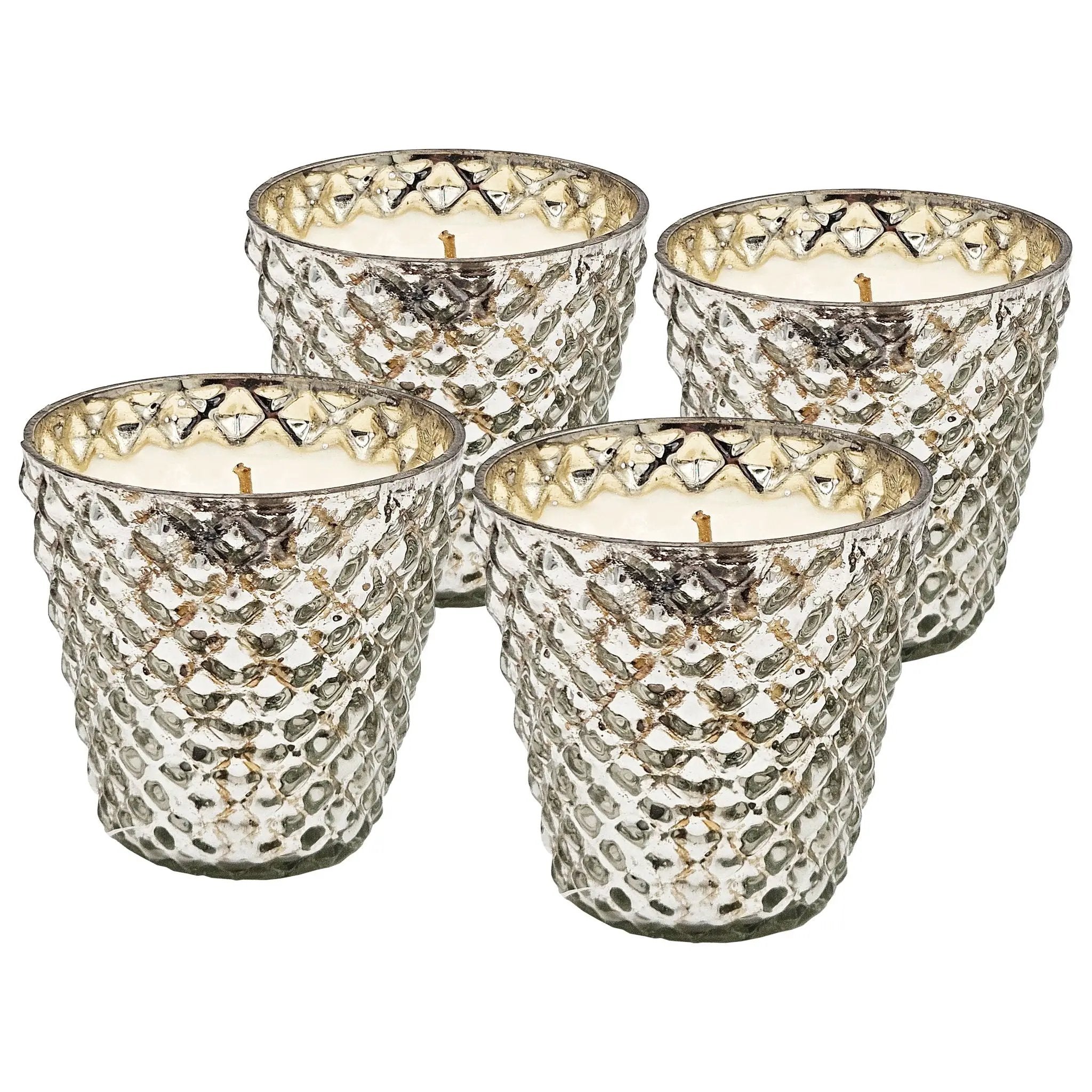 Scented Soy Wax Candle Glass (Set of 4) - Silver by Unique Piece Furniture