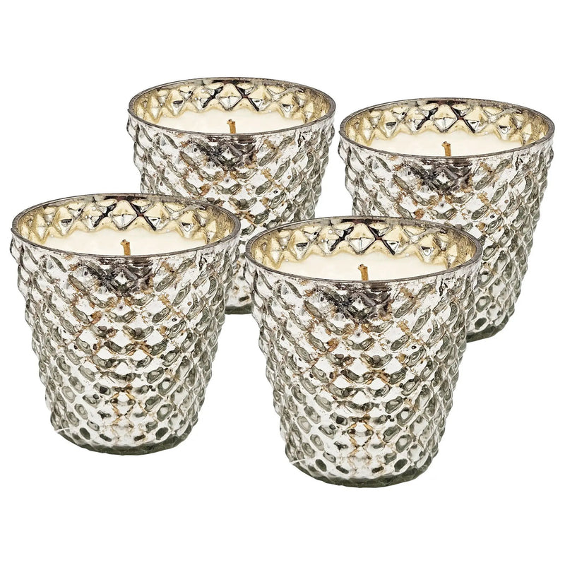 Scented Soy Wax Candle Glass (Set of 4) - Silver by Unique Piece Furniture