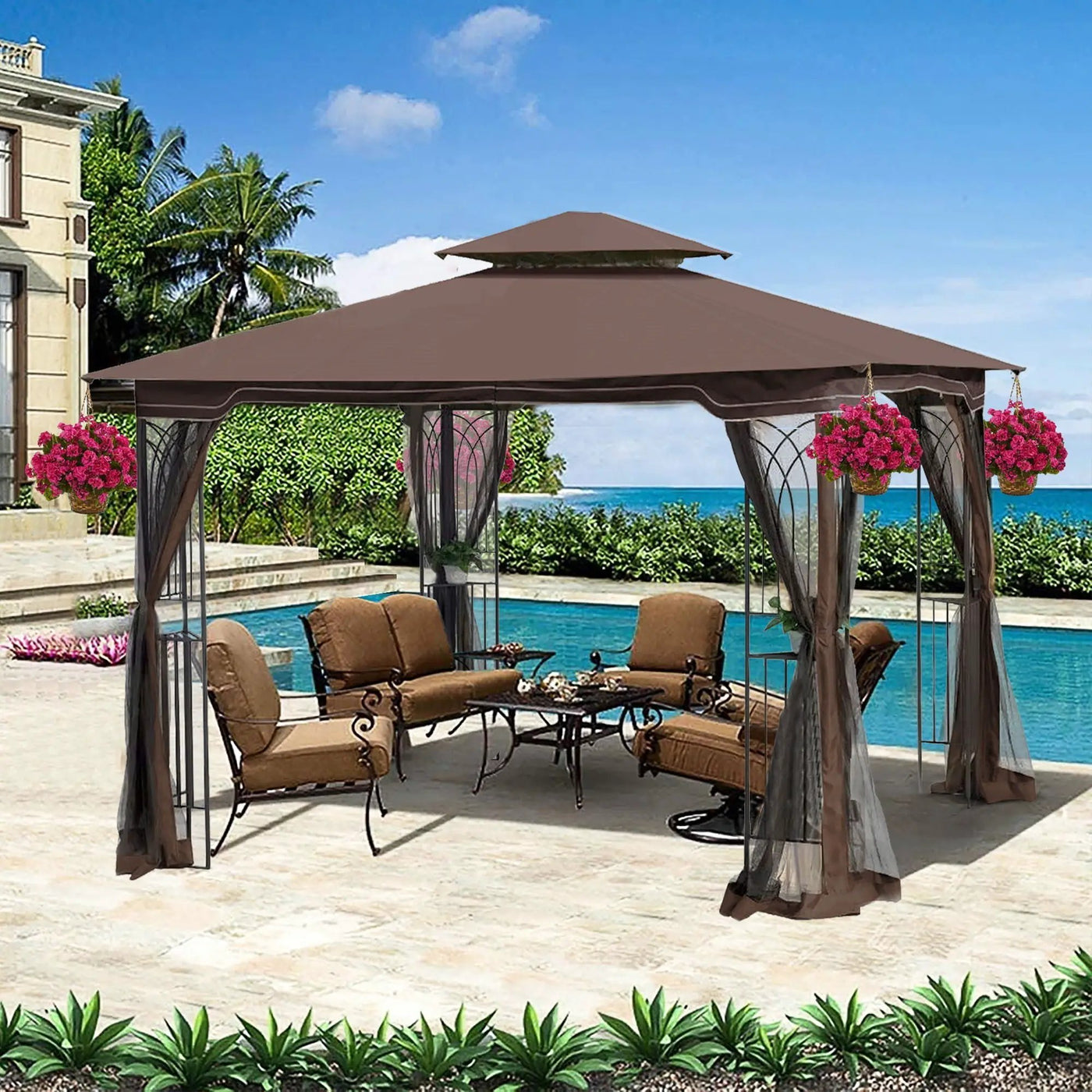 Patio Gazebo Tent With Ventilated Double Roof And Mosquito Net by HouseOfZazla