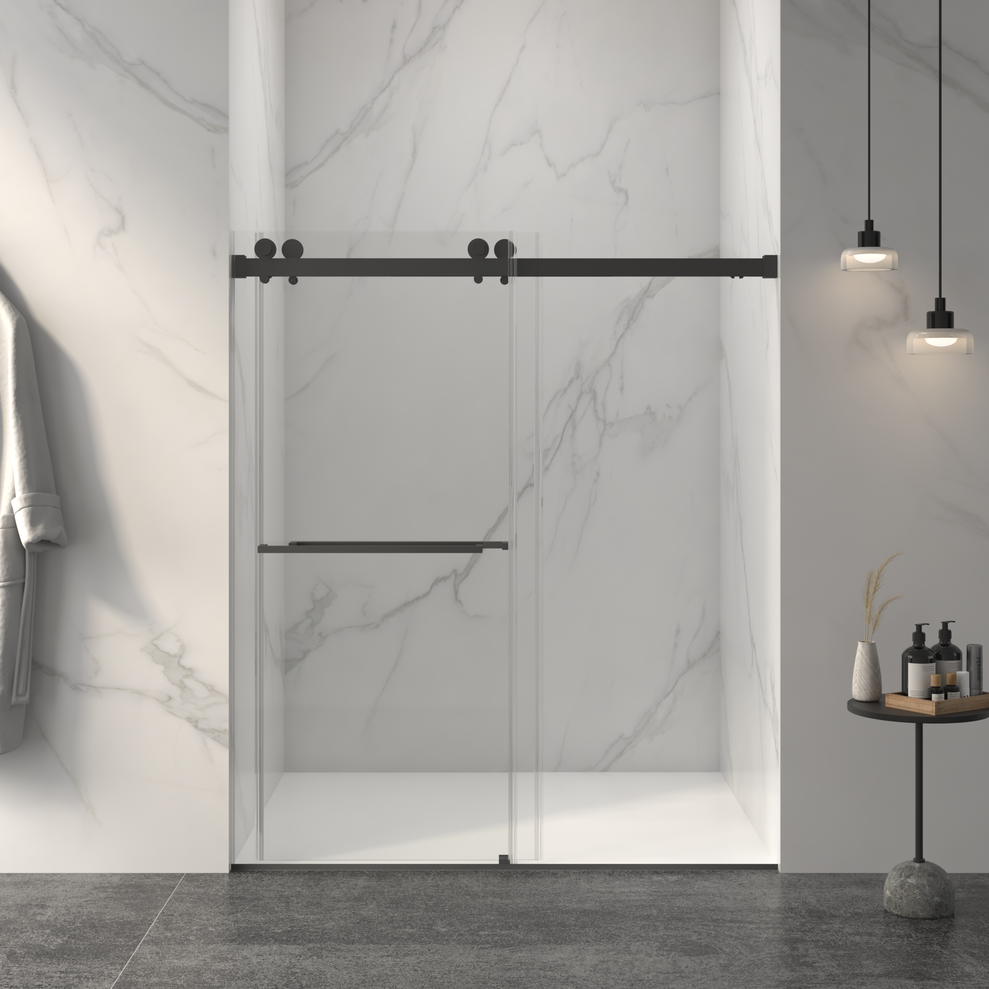 Frameless Double Sliding Shower Door by HouseOfZazla