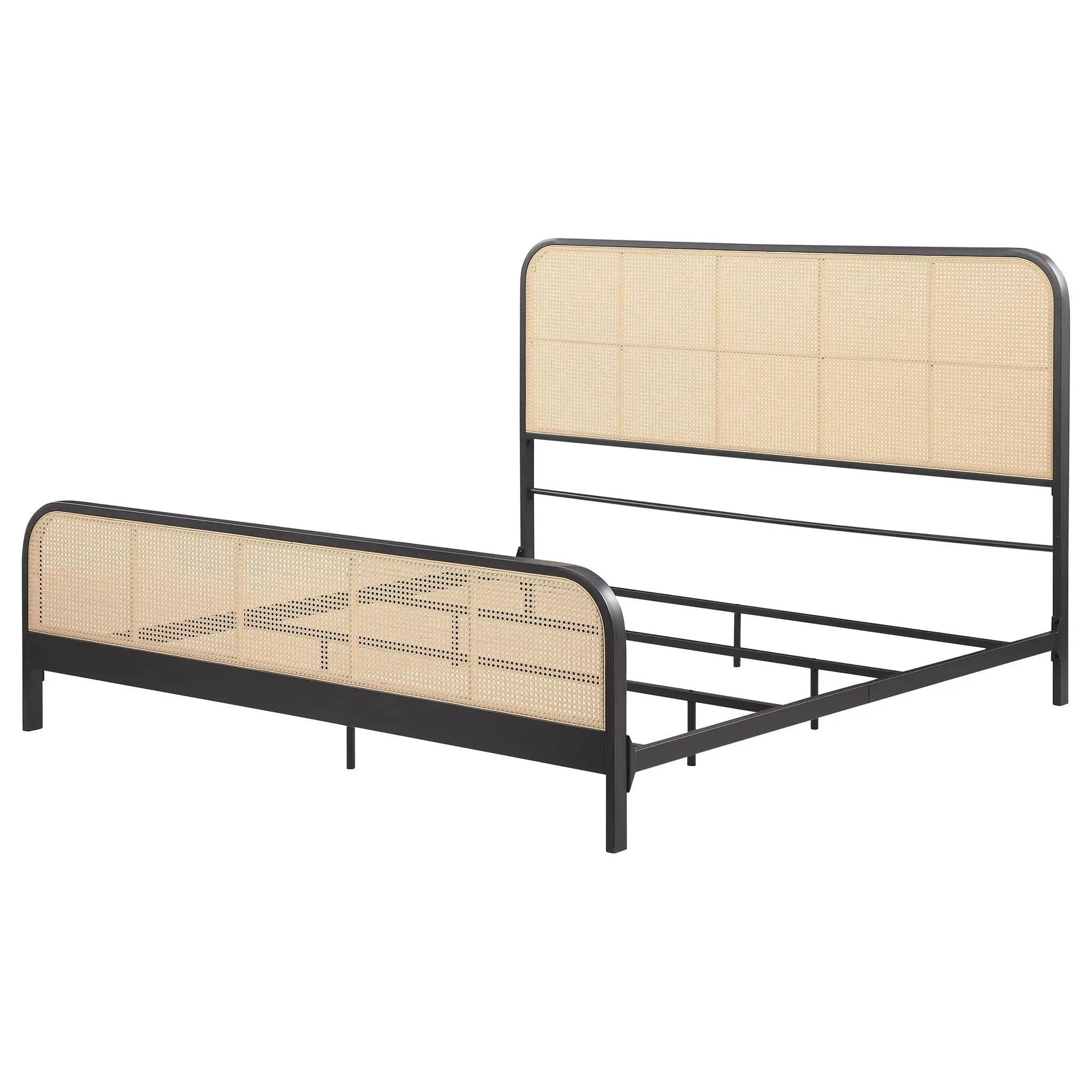 Lanewood Open Cane Webbing Metal Eastern King Bed Black by Unique Piece Furniture