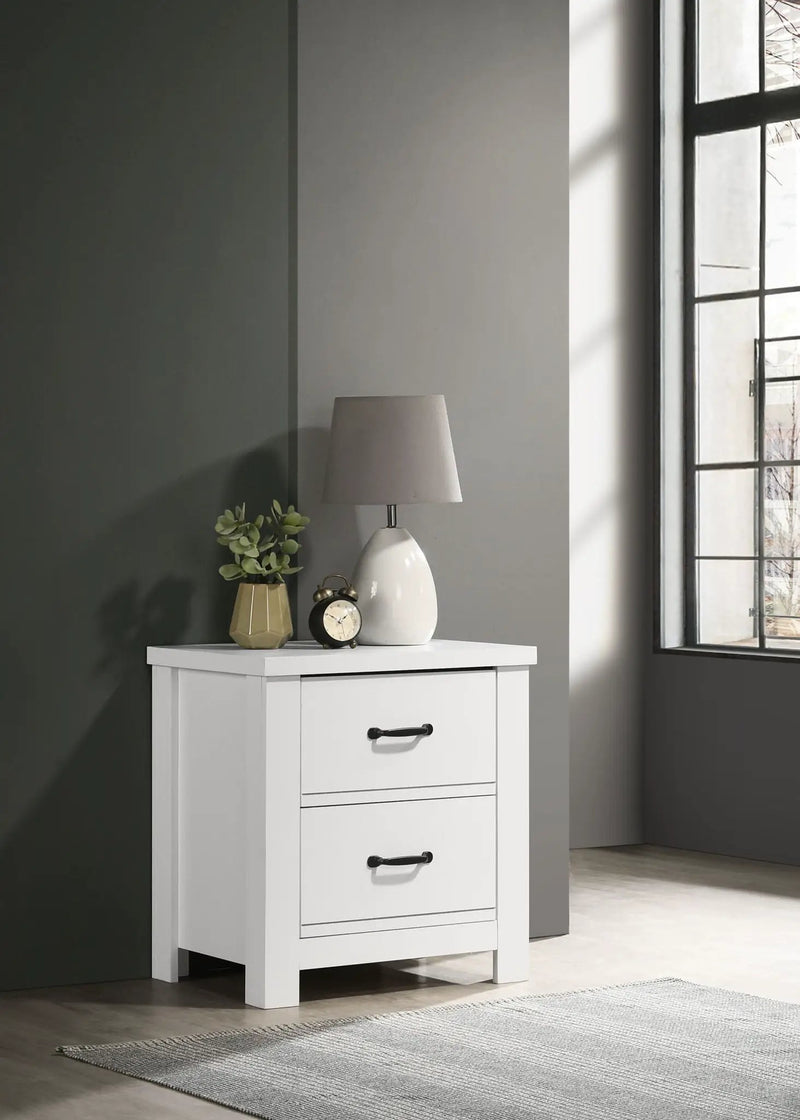 Cassini - 2 Drawer Nightstand Bedside Table - White by HouseOfZazla